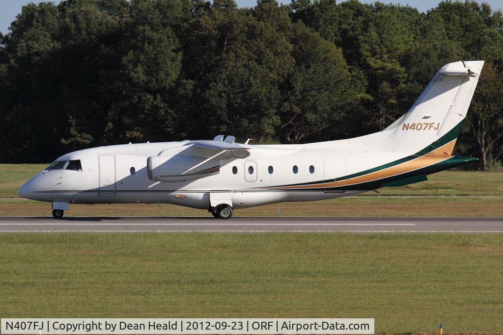 N407FJ, 2000 Fairchild Dornier 328-300 328JET C/N 3157, Ultimate Jet Charters N407FJ (FLT UJC7) rolling out on RWY 5 after arrival from Atlantic City International Airport (KACY).