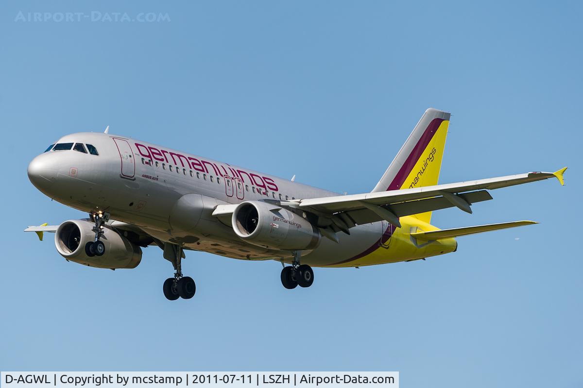 D-AGWL, 2008 Airbus A319-132 C/N 3534, on approach to ZRH