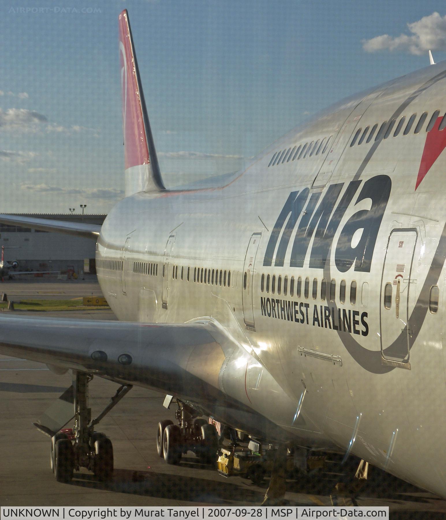 UNKNOWN, Boeing 747 C/N Unknown, A Northwest B747 at MSP - I miss NWA!
