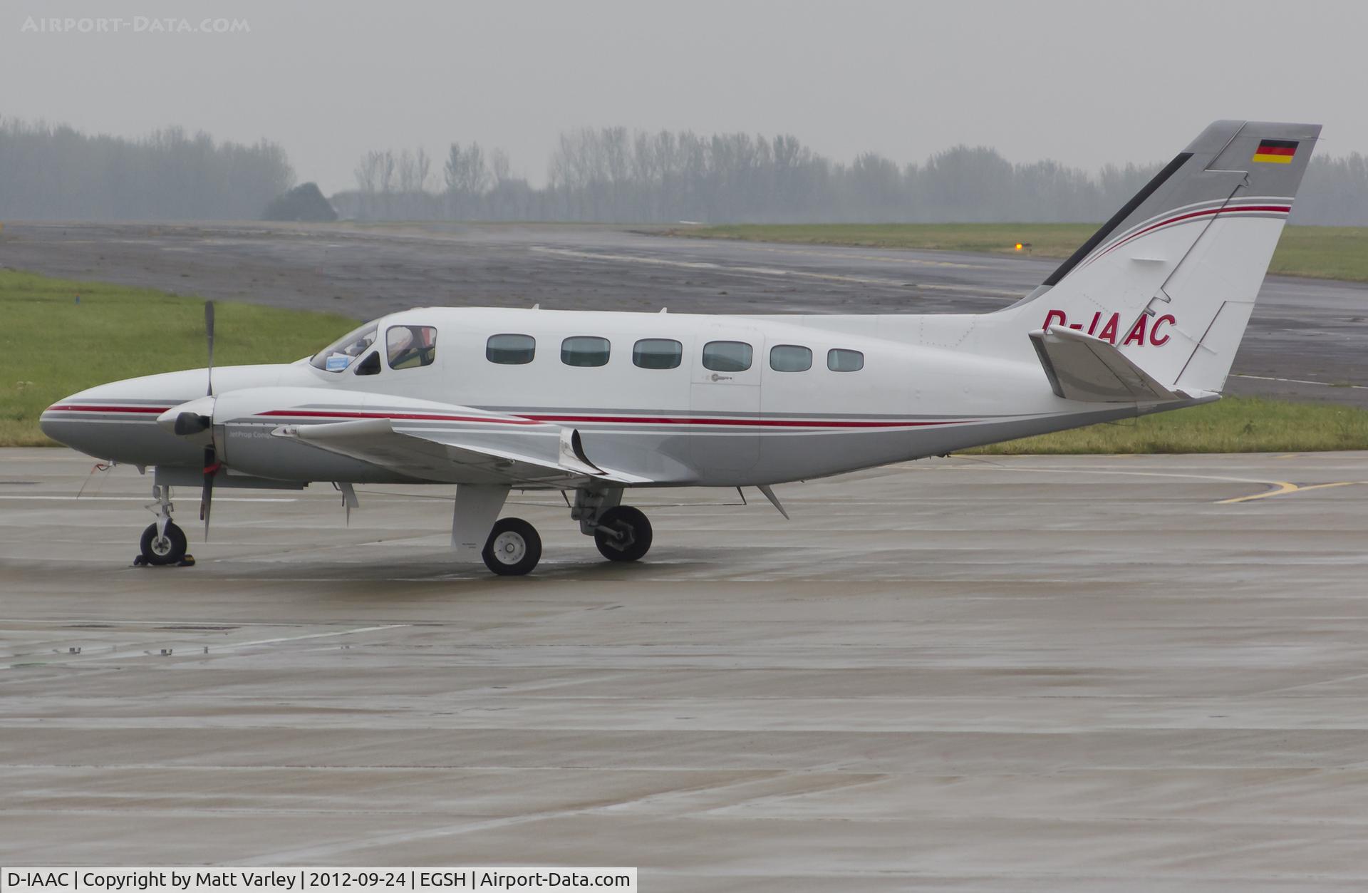 D-IAAC, 1979 Cessna 441 Conquest II C/N 441-0073, Sat on stand at SaxonAir in very wet conditions.