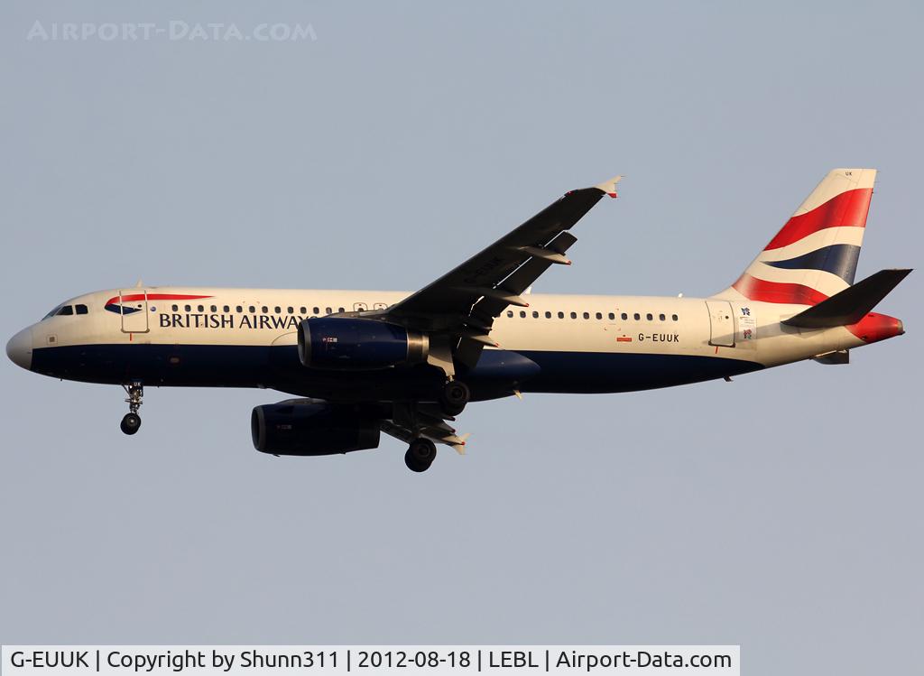 G-EUUK, 2002 Airbus A320-232 C/N 1899, Landing rwy 07L with additional Olympic Game sticker