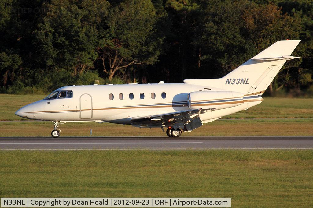 N33NL, 2003 Raytheon Hawker 800XP C/N 258643, Delta AirElite Business Jets N33NL (FLT ELJ33) from Greenbrier Valley (KLWB) rolling out on RWY 5 after landing.