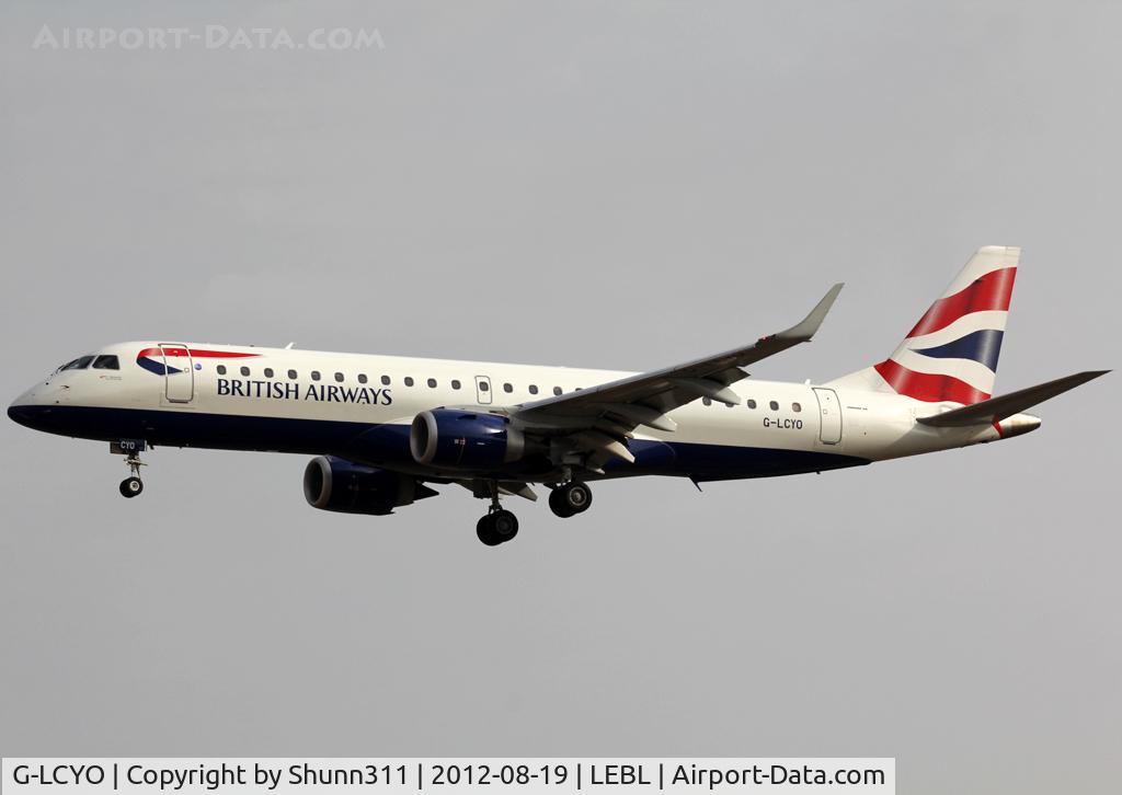 G-LCYO, 2011 Embraer 190SR (ERJ-190-100SR) C/N 19000430, Landing rwy 25R