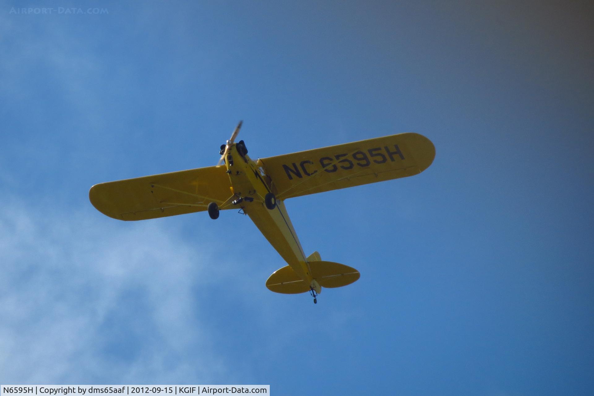 N6595H, 1946 Piper J3C-65 Cub C/N 19786, Fly-over at KGIF