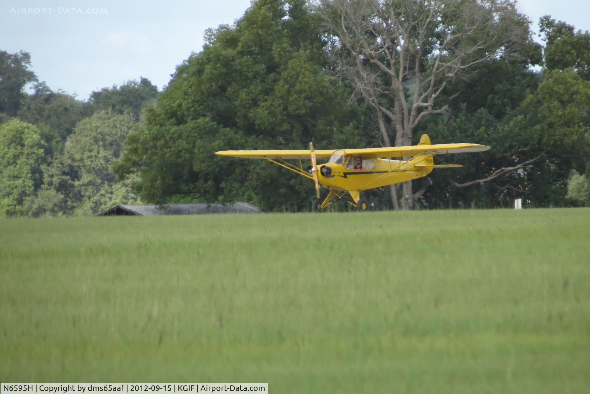 N6595H, 1946 Piper J3C-65 Cub C/N 19786, Wheel landing at KGIF