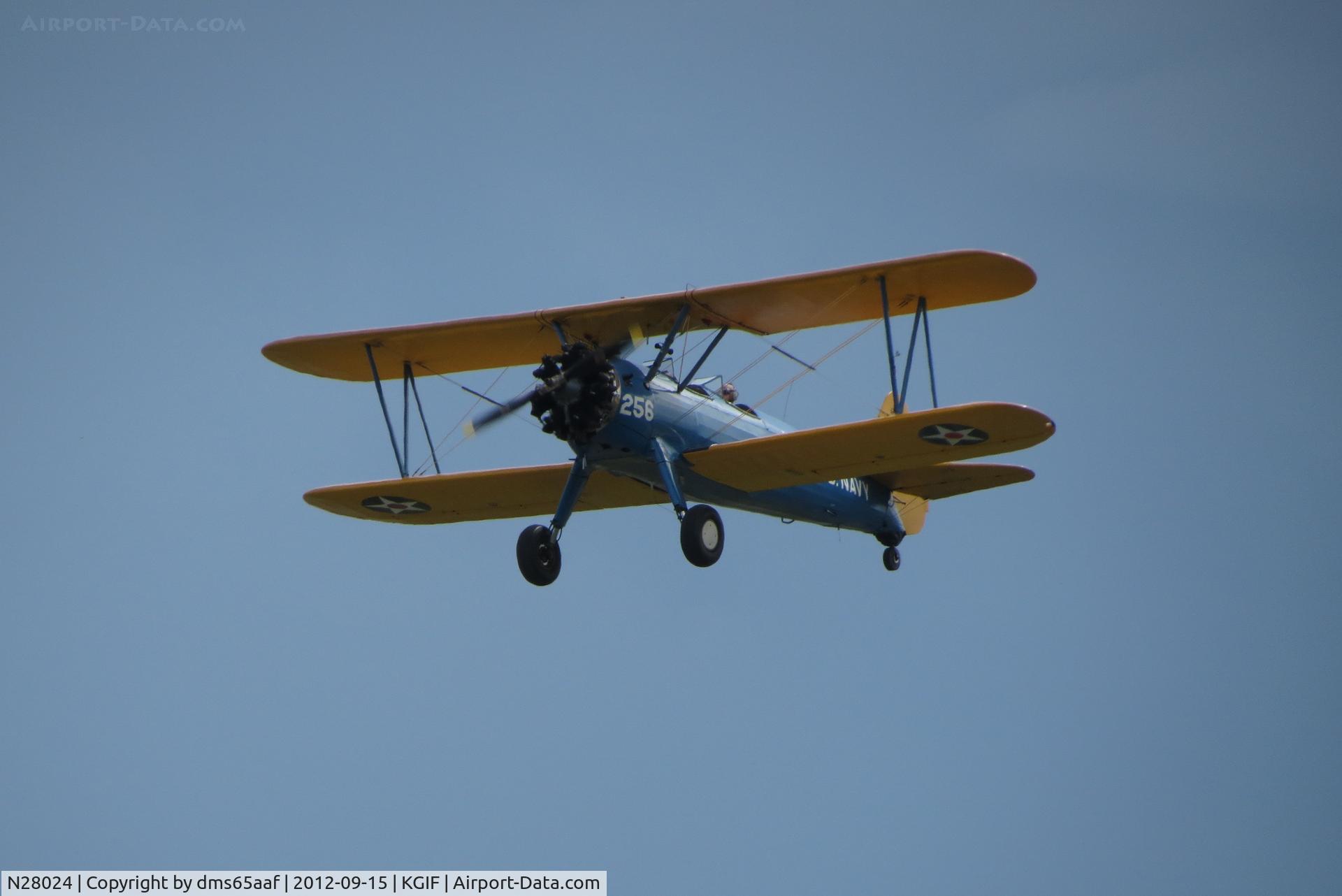 N28024, 1945 Boeing A75N1(PT17) C/N 75-2799, Fly-over at KGIF
