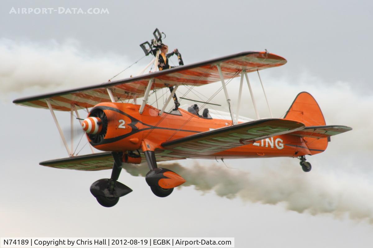 N74189, 1941 Boeing PT-17/R985 Kaydet (A75N1) C/N 75-717, at the 2012 Sywell Airshow