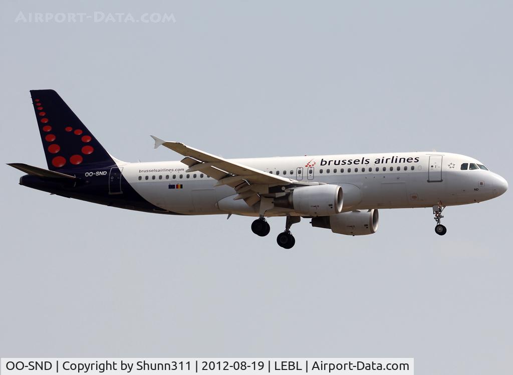 OO-SND, 2002 Airbus A320-214 C/N 1838, Landing rwy 25R