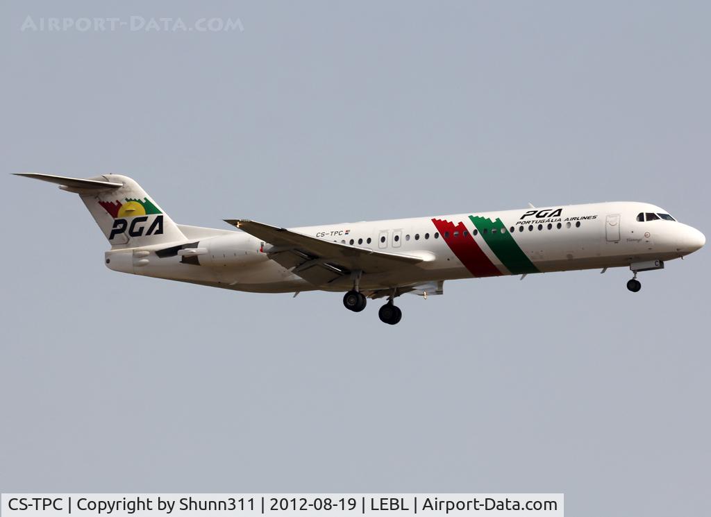 CS-TPC, 1990 Fokker 100 (F-28-0100) C/N 11287, Landing rwy 25R