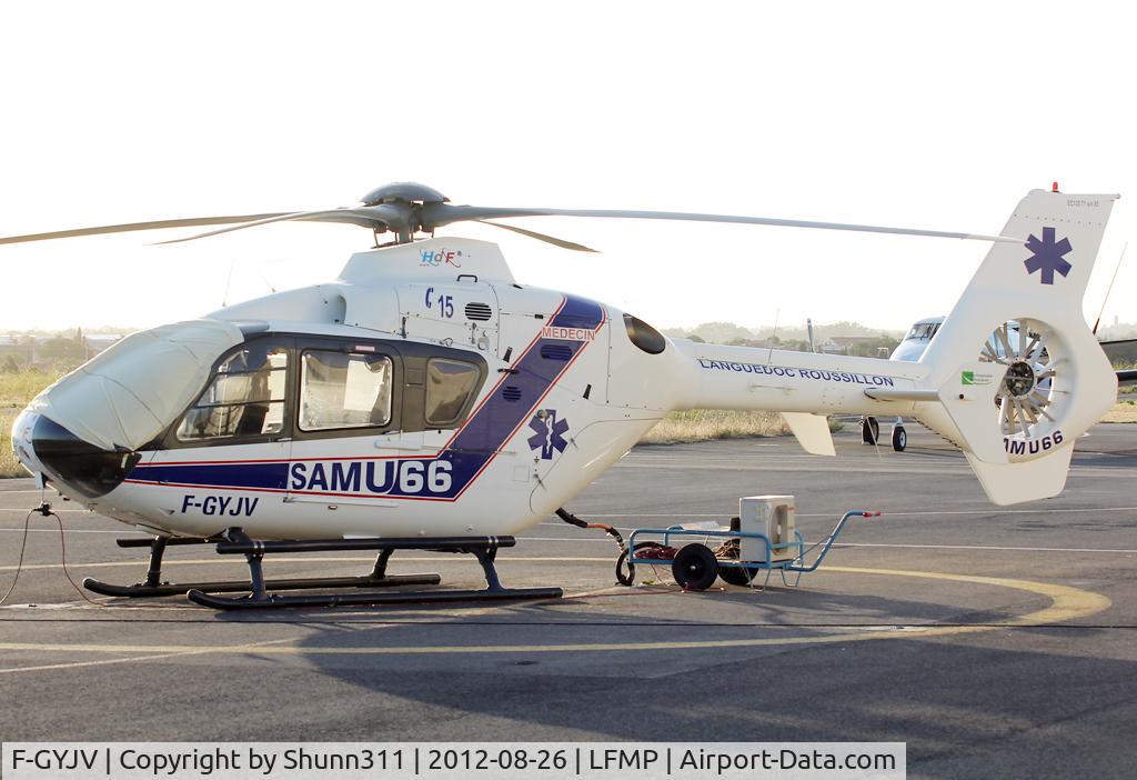 F-GYJV, 1999 Eurocopter EC-135T-1 C/N 0085, Parked at the heliport...