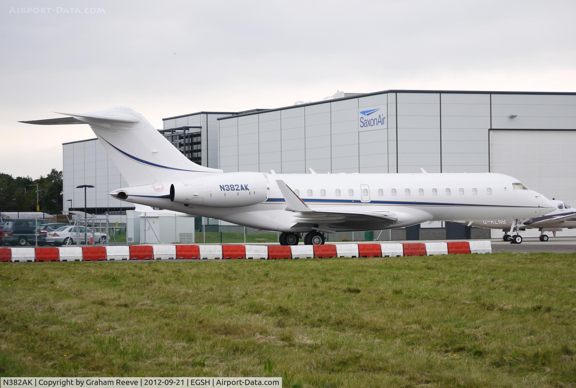 N382AK, 2005 Bombardier BD-700-1A10 Global Express XRS C/N 9181, Parked at Norwich.