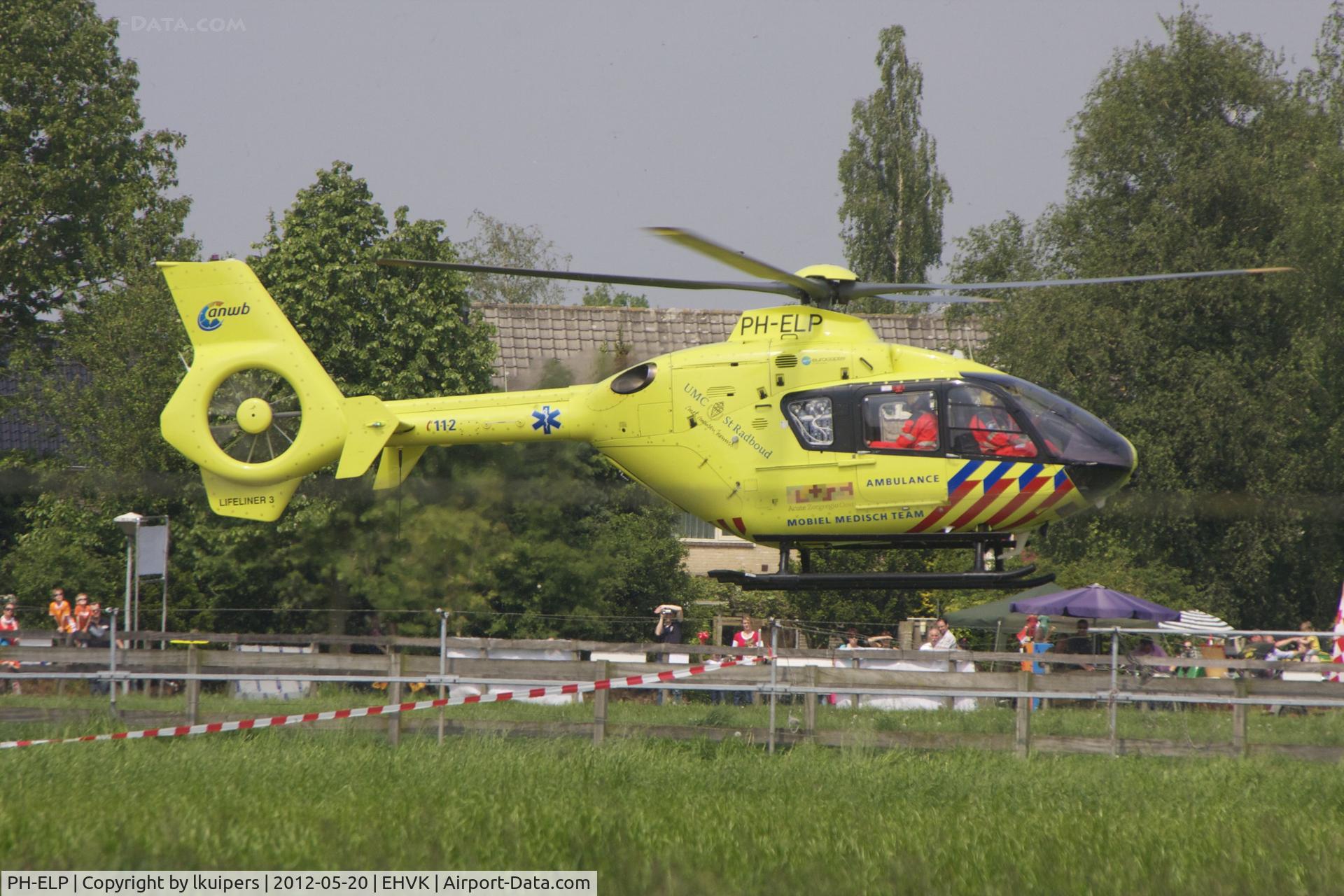PH-ELP, 2004 Eurocopter EC-135T-2 C/N 0370, Outside the town of Volkel during Volkel in de Wolken, a local airshow, which is held in the weekend after Ascencion Day in 2012