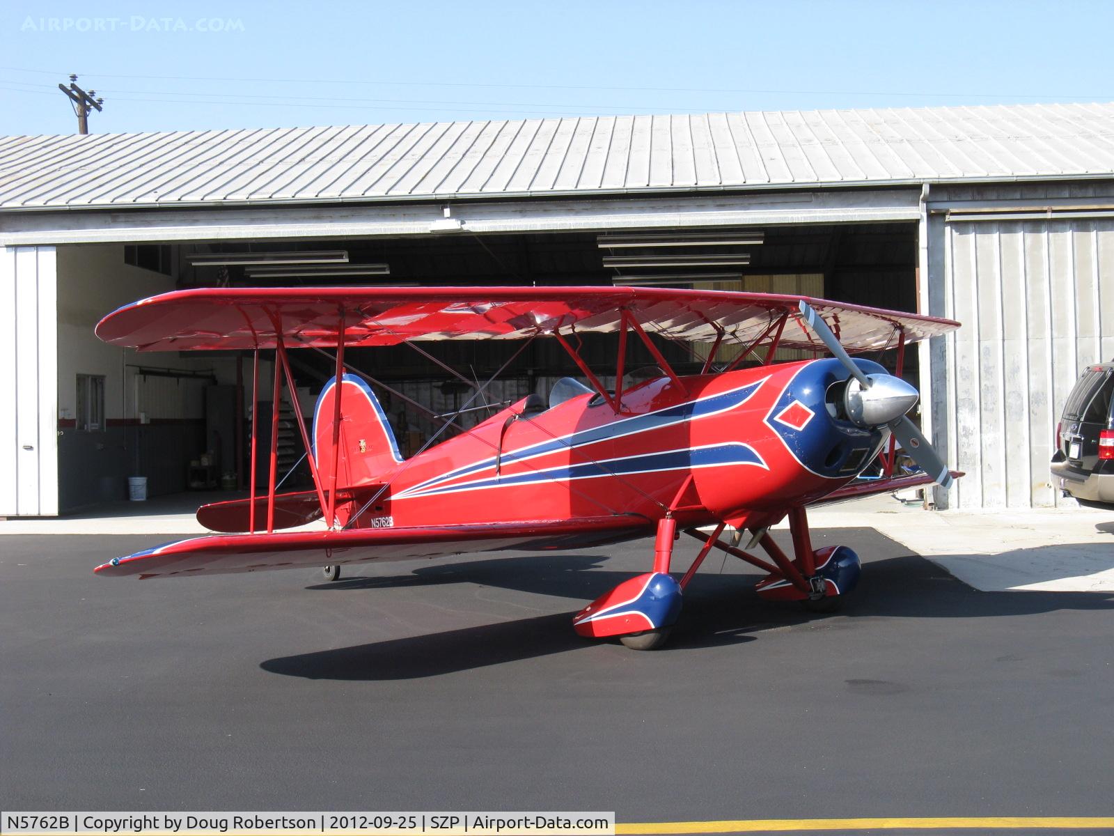 N5762B, 1980 Great Lakes 2T-1A-2 Sport Trainer C/N 0833, 1980 Great Lakes 2T-1A-2 SPORT TRAINER, Lycoming AEIO-360-B1FG 180 Hp, this aircraft design now revived in production by Waco Classic Aircraft.