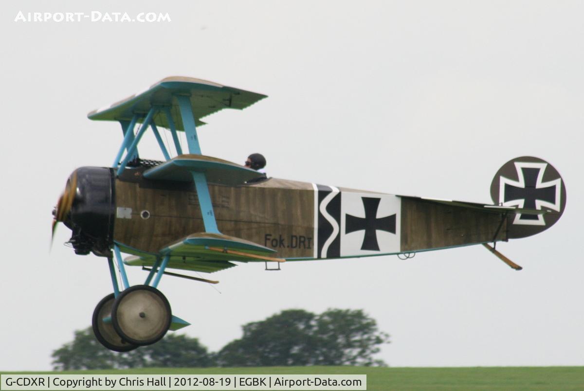 G-CDXR, 2006 Fokker Dr.1 Triplane Replica C/N PFA 238-14043, at the 2012 Sywell Airshow