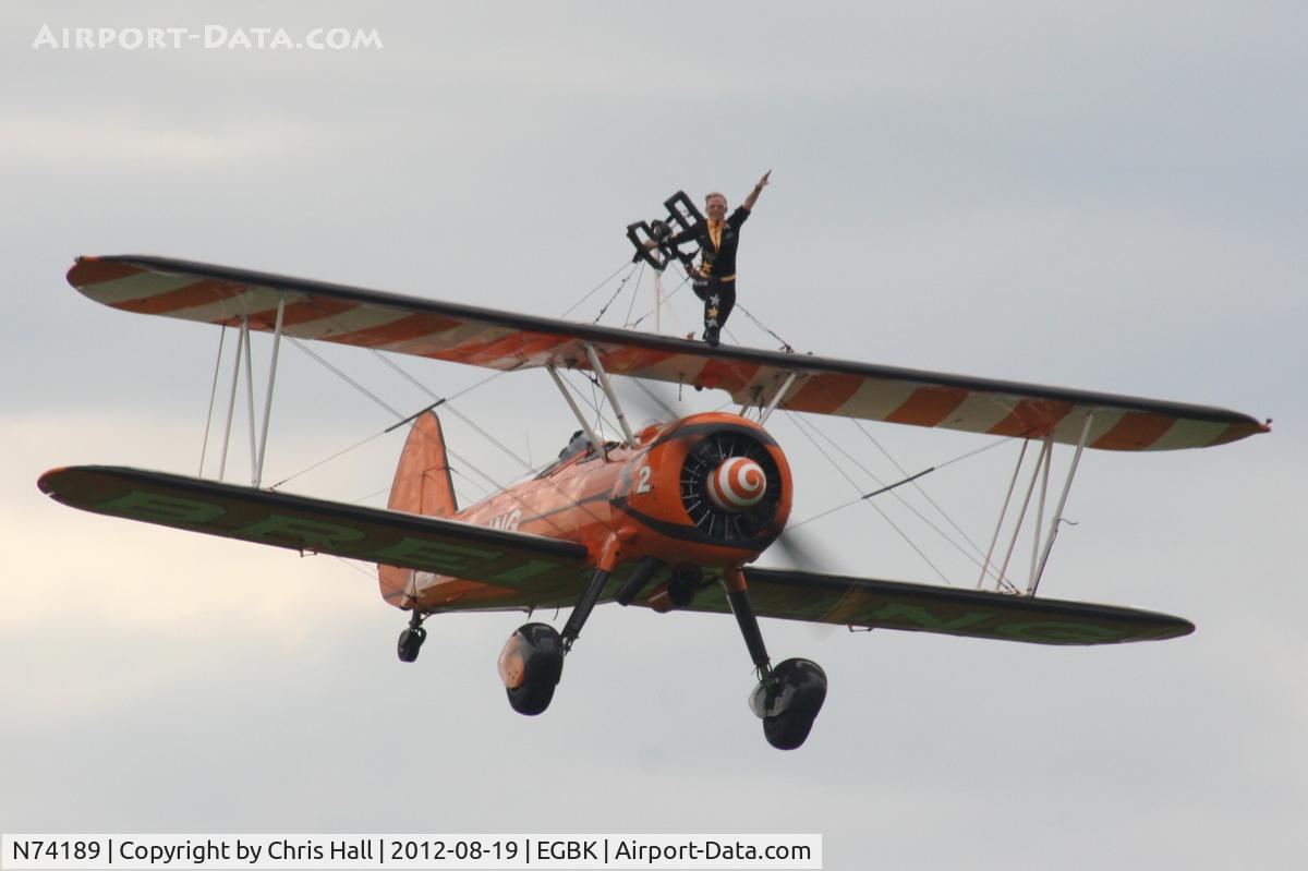 N74189, 1941 Boeing PT-17/R985 Kaydet (A75N1) C/N 75-717, at the 2012 Sywell Airshow