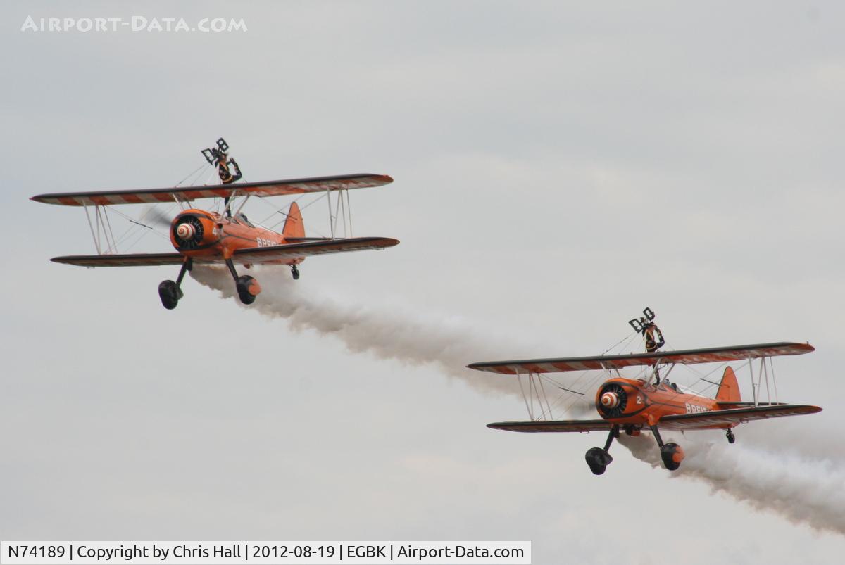 N74189, 1941 Boeing PT-17/R985 Kaydet (A75N1) C/N 75-717, at the 2012 Sywell Airshow