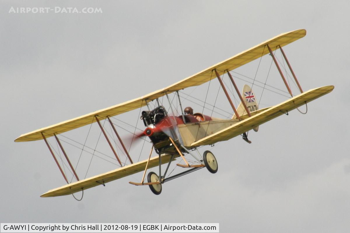 G-AWYI, 1969 Royal Aircraft Factory BE-2c Replica C/N 001, at the 2012 Sywell Airshow