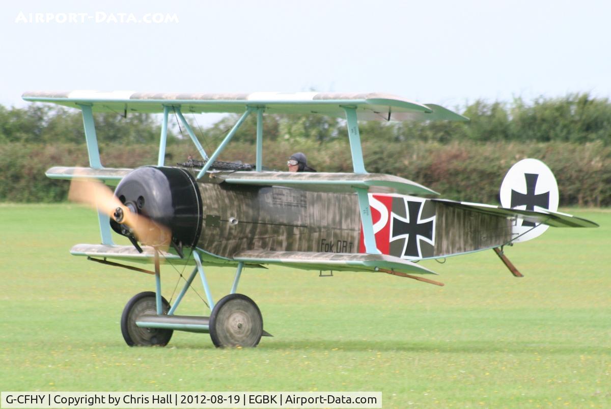 G-CFHY, 2010 Fokker Dr.1 Triplane Replica C/N PFA 238-14408, at the 2012 Sywell Airshow