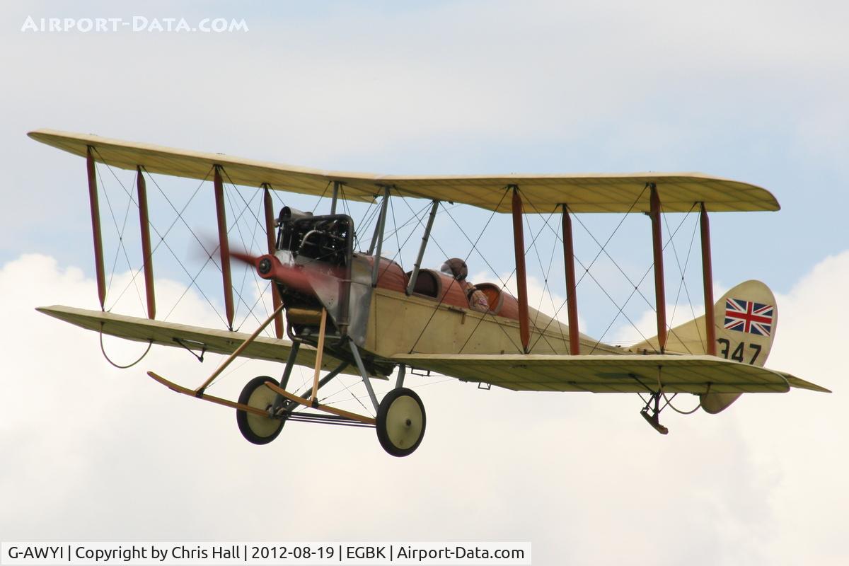 G-AWYI, 1969 Royal Aircraft Factory BE-2c Replica C/N 001, at the 2012 Sywell Airshow