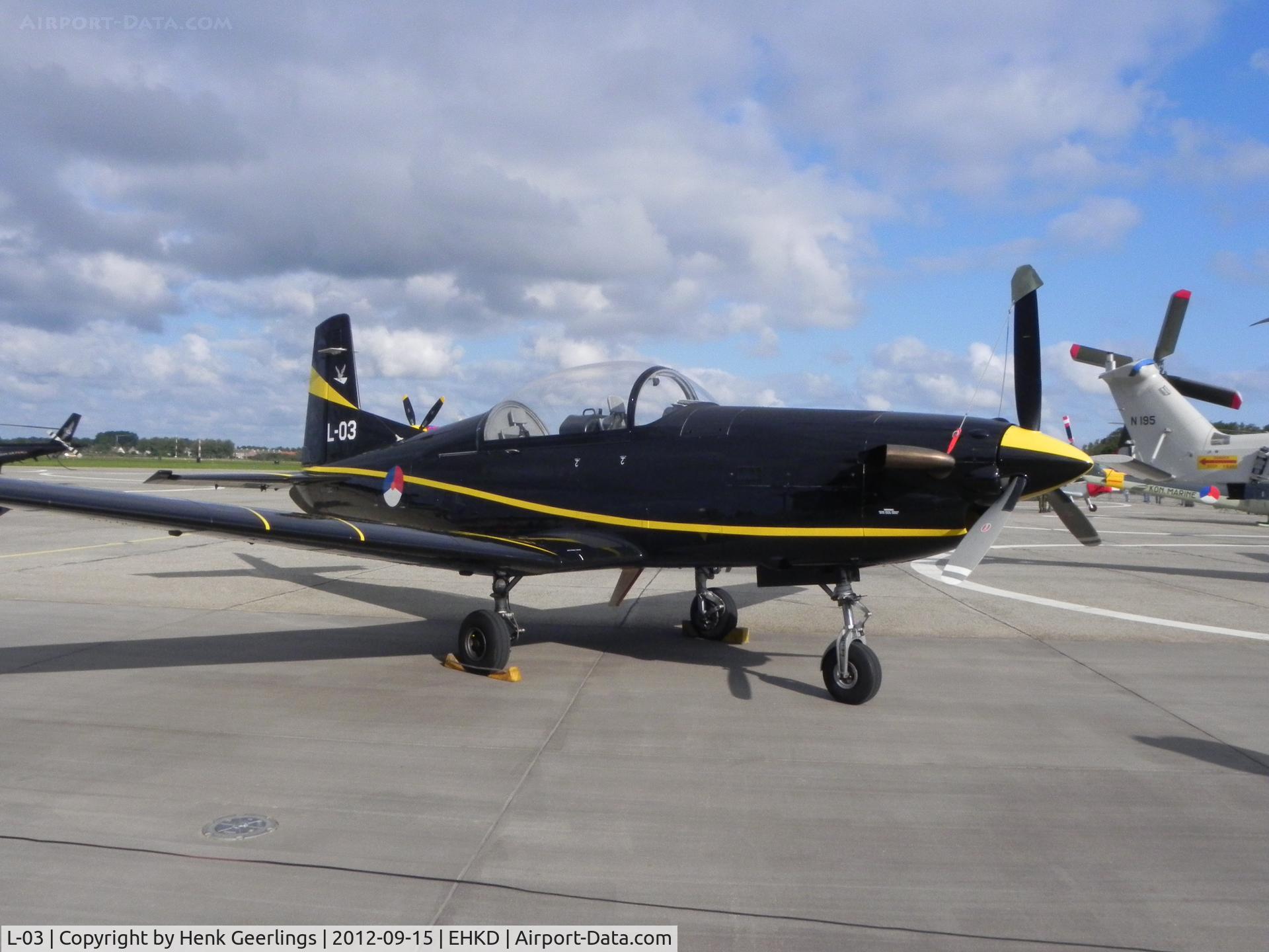 L-03, Pilatus PC-7 Turbo Trainer C/N 540, Heldair Air Show , Sept 2012  , Den Helder Airport.