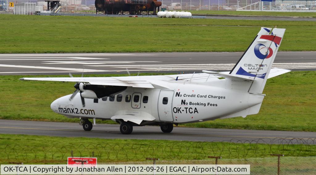 OK-TCA, 1990 Let L-410UVP-E Turbolet C/N 902431, Heading for departure from George Best Belfast City Airport.