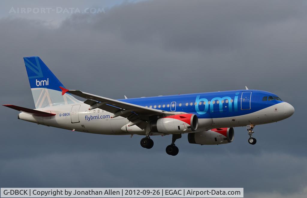 G-DBCK, 2007 Airbus A319-131 C/N 3049, On approach to George Best Belfast City Airport.