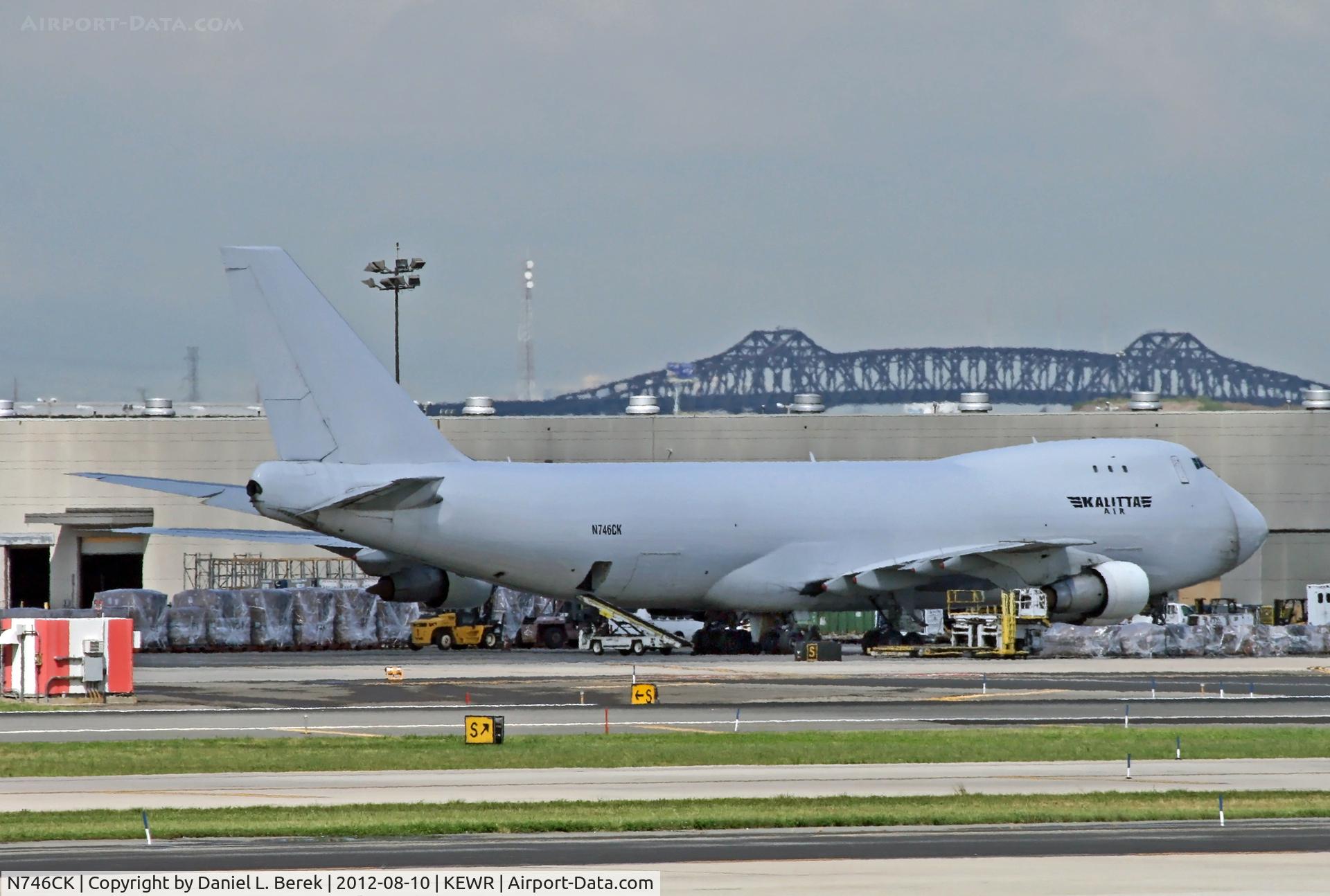 N746CK, 1982 Boeing 747-246F C/N 22989, A former JAL freighter takes on a load of cargo at Newark International.