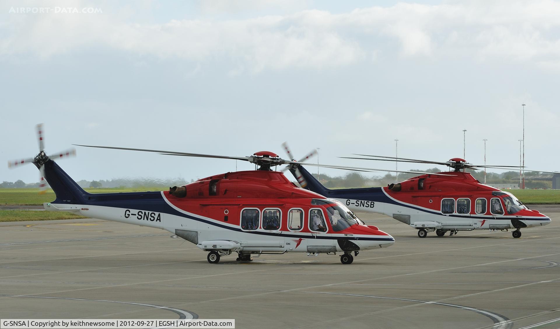 G-SNSA, 2010 AgustaWestland AW-139 C/N 31308, Early morning dual arrival !