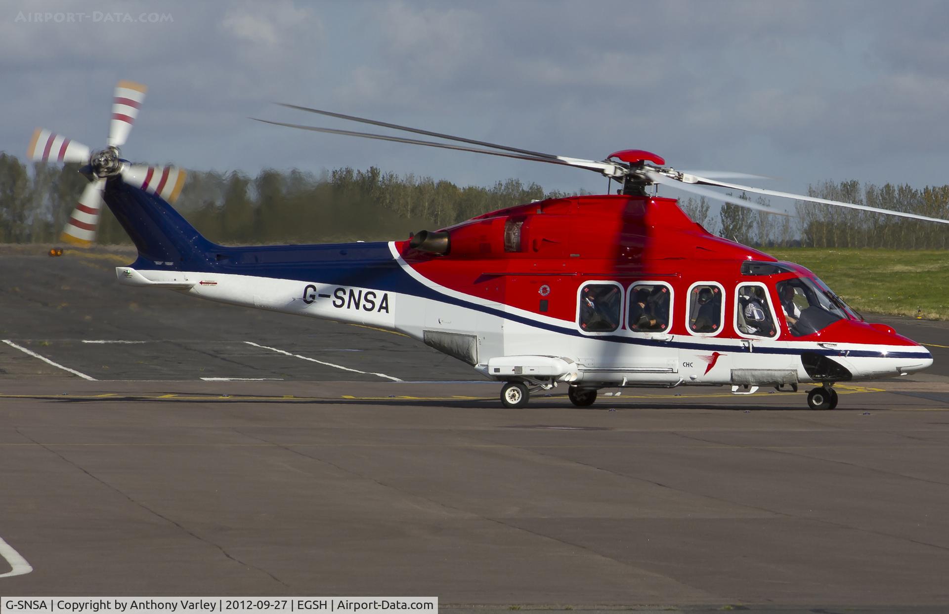 G-SNSA, 2010 AgustaWestland AW-139 C/N 31308, Departing SaxonAir on route to Holkham Hall.