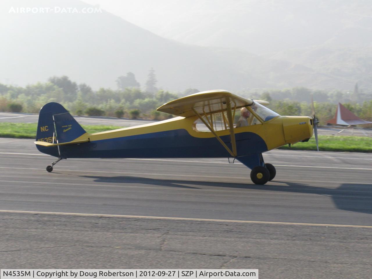 N4535M, 1947 Piper PA-11 Cub Special C/N 11-39, 1947 Piper PA-11 CUB SPECIAL, Continental A&C65 65 Hp, taxi off the active after landing Rwy 22
