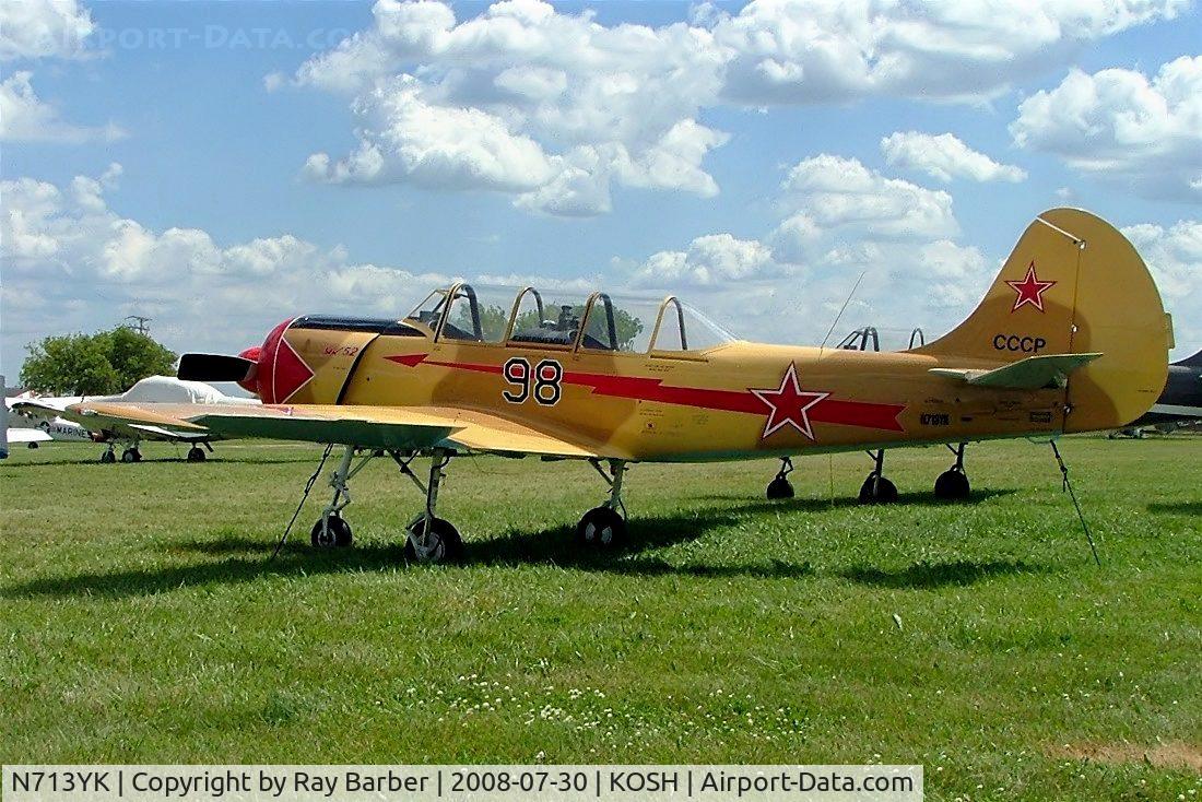 N713YK, 1990 Bacau Yak-52 C/N 9010911, Yakovlev Yak-52 [9010911] Oshkosh-Wittman Regional Airport~N 30/07/2008