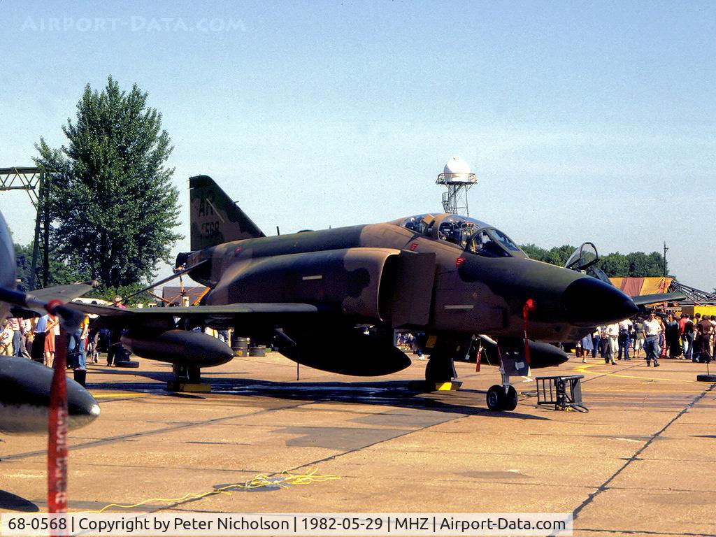 68-0568, 1968 McDonnell Douglas RF-4C Phantom II C/N 3474, RF-4C Phantom of RAF Alconbury's 10th Tactical Reconnaissance Wing on display at the 1982 RAF Mildenhall Air Fete.