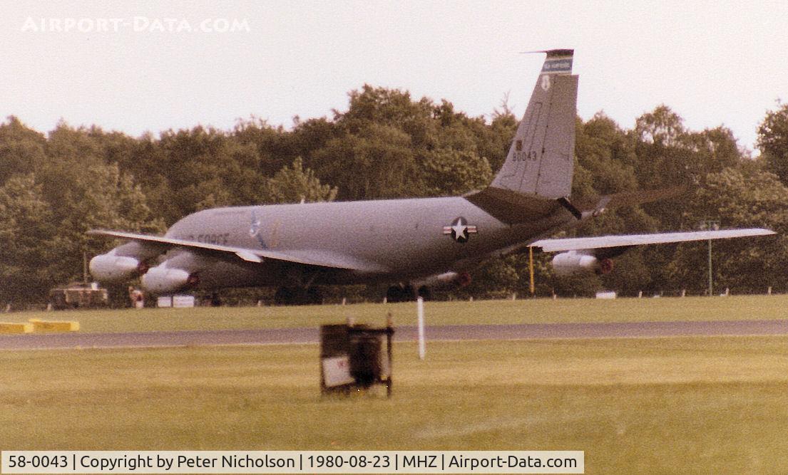 58-0043, 1958 Boeing KC-135A Stratotanker C/N 17788, KC-135A Stratotanker of 133rd Air Refuelling Squadron New Hampshire Air National Guard on dispersal at the 1980 RAF Mildenhall Air Fete.