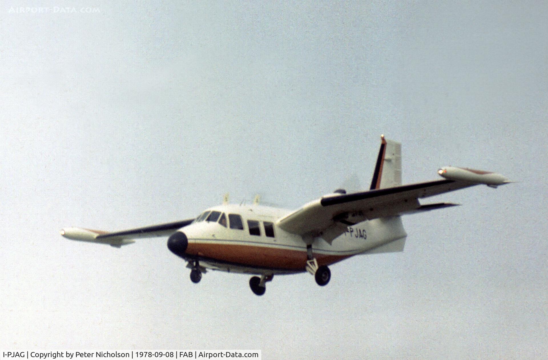 I-PJAG, Piaggio P-166DL-3 C/N 416, Piaggio's P-166DL demonstrator landing at the 1978 Farnborough Airshow.