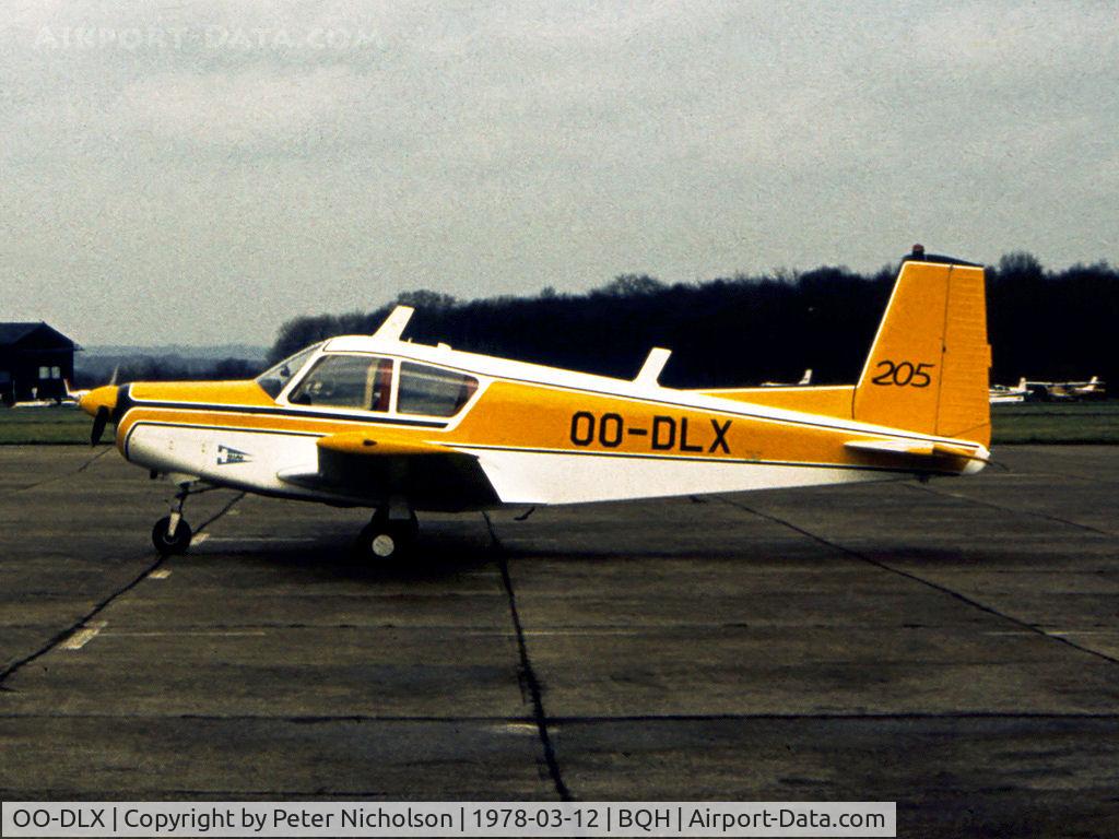 OO-DLX, SIAI-Marchetti S-205-20R C/N 4-211, SIAI-Marchetti S.205-20R as seen at Biggin Hill in the Spring of 1978.