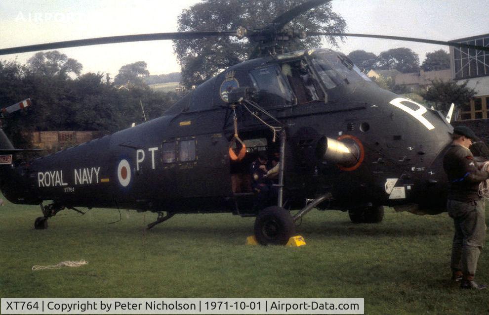 XT764, 1967 Westland Wessex HU.5 C/N WA486, Wessex HU.5 of 846 Squadron on a recruiting visit to Heversham in October 1971.