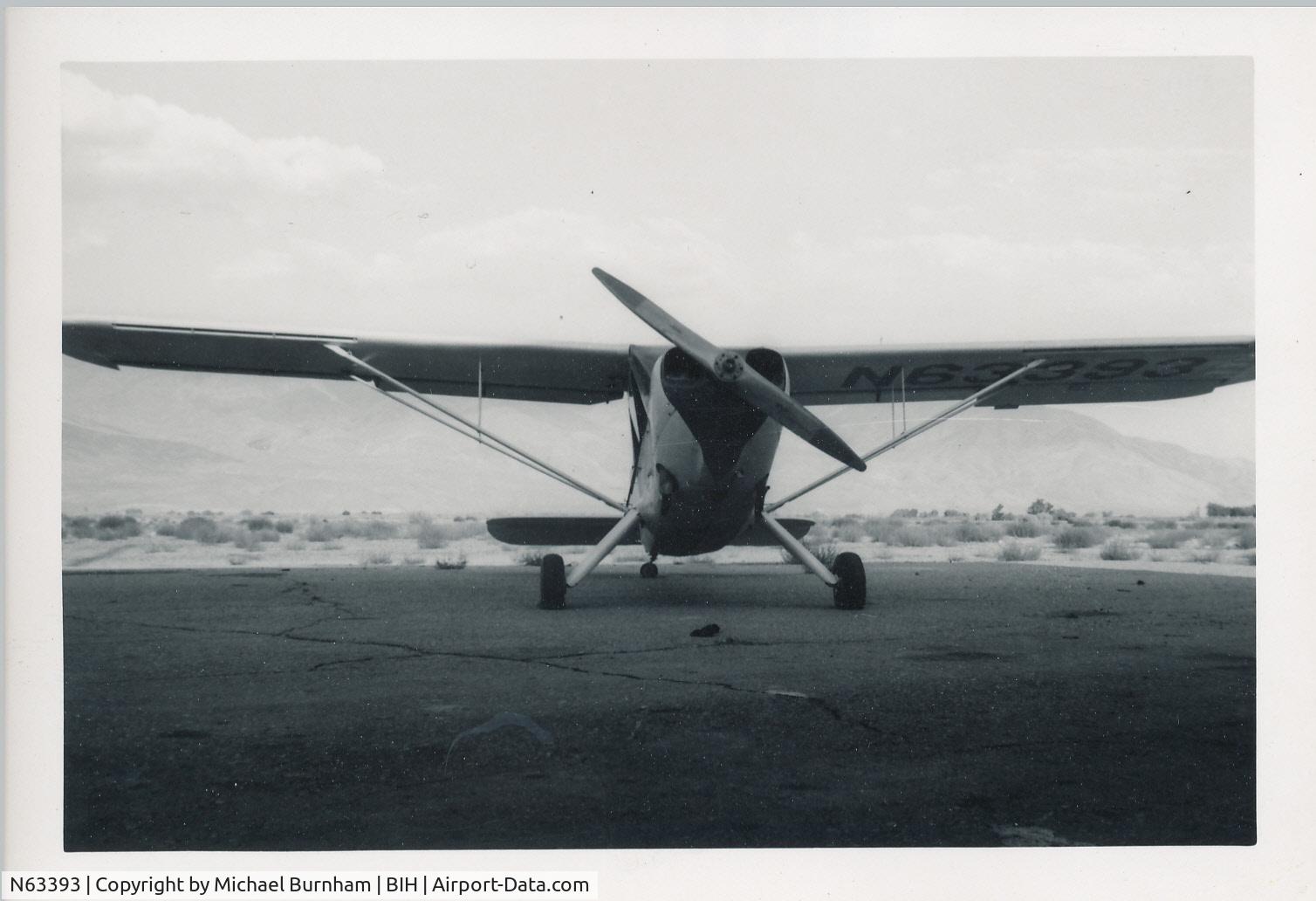 N63393, 1943 Stinson L-5 Sentinel C/N 1909, Photo of N63393 in 1959-60 at Bishop CA Airport