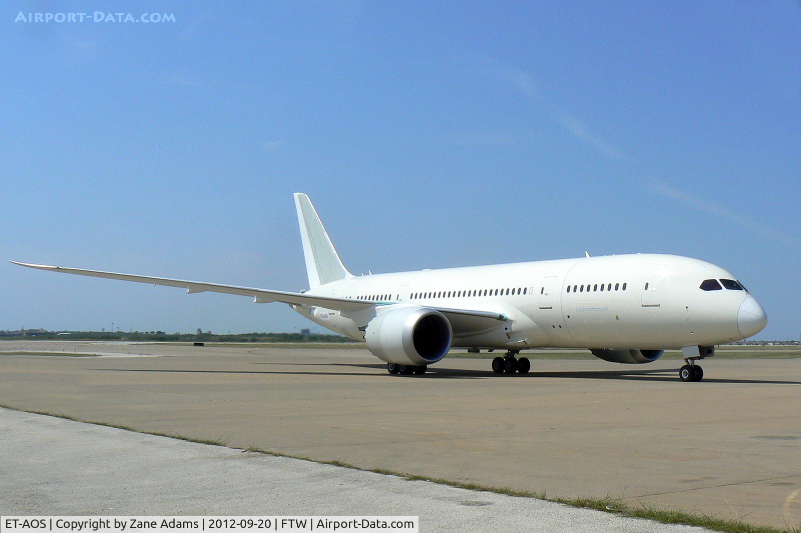 ET-AOS, 2012 Boeing 787-8 Dreamliner C/N 34747, Ethiopian 787 coming in for paint at Meacham Field - Fort Worth, TX