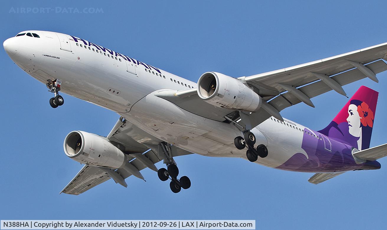 N388HA, 2012 Airbus A330-243 C/N 1310, Landing at the LAX.