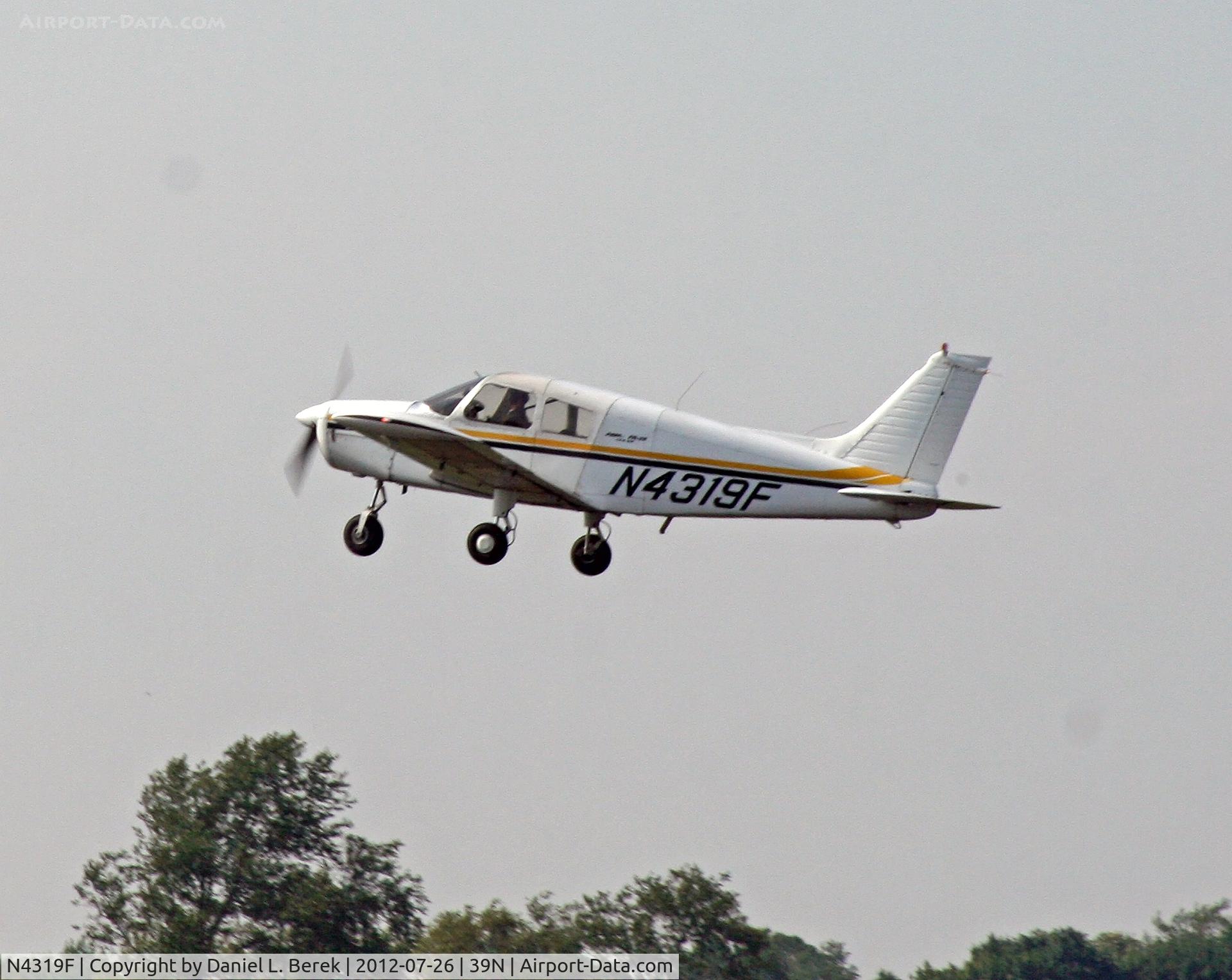 N4319F, 1976 Piper PA-28-140 C/N 28-7725007, A Piper Cherokee launches itself at Princeton Airport.
