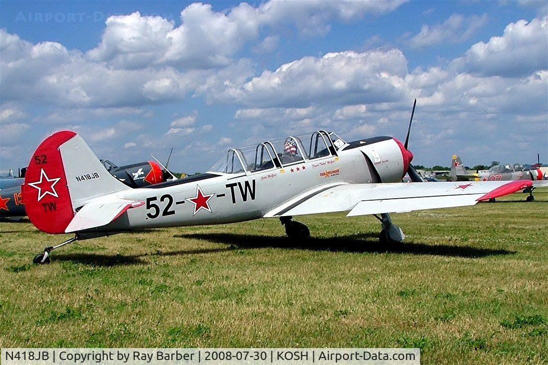 N418JB, 2001 Yakovlev (Aerostar) Yak-52TW C/N 0112228, Yakovlev Yak-52TW [0112228] Oshkosh-Wittman Regional Airport~N 30/07/2008