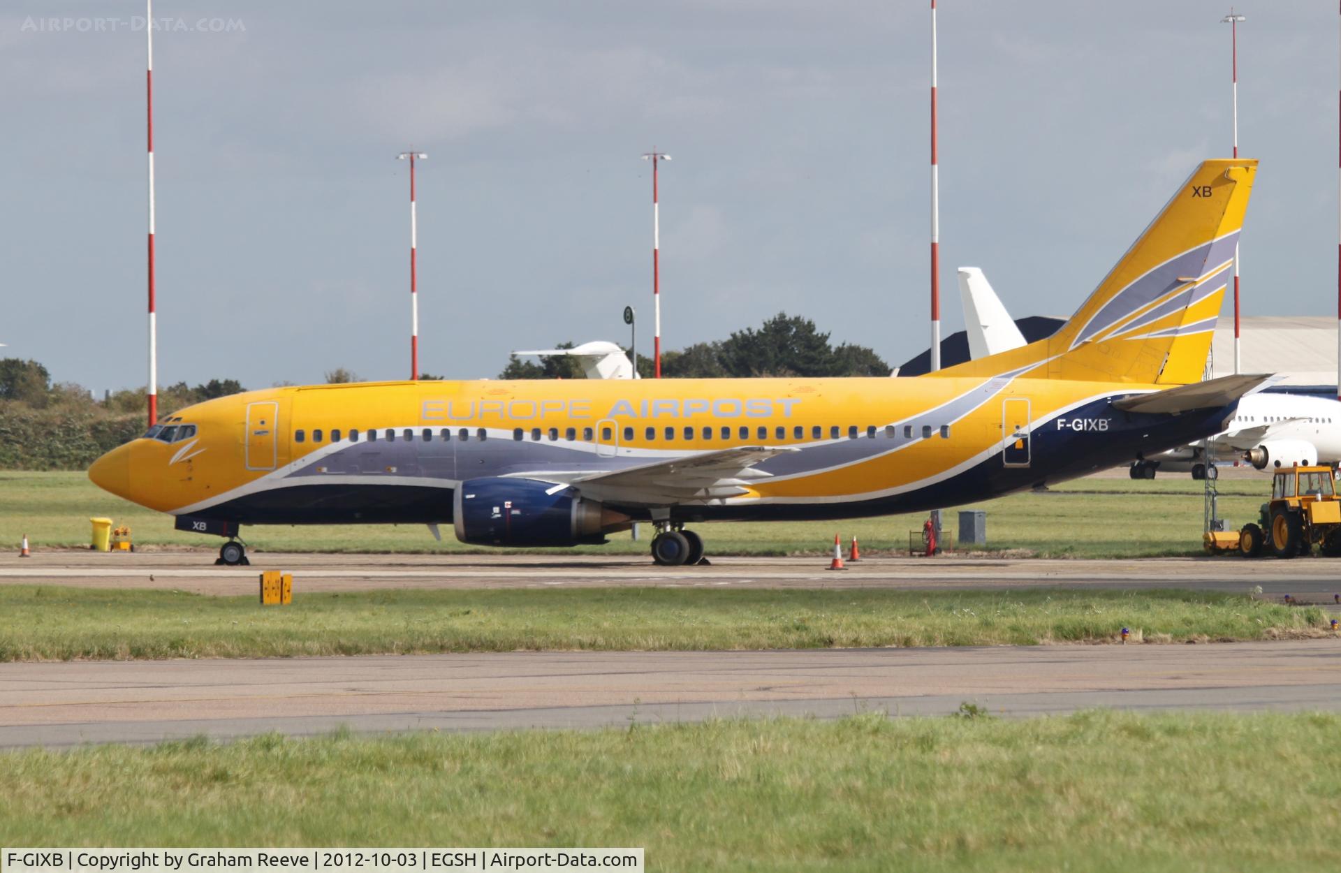 F-GIXB, 1990 Boeing 737-33A(QC) C/N 24789, Parked at Norwich.