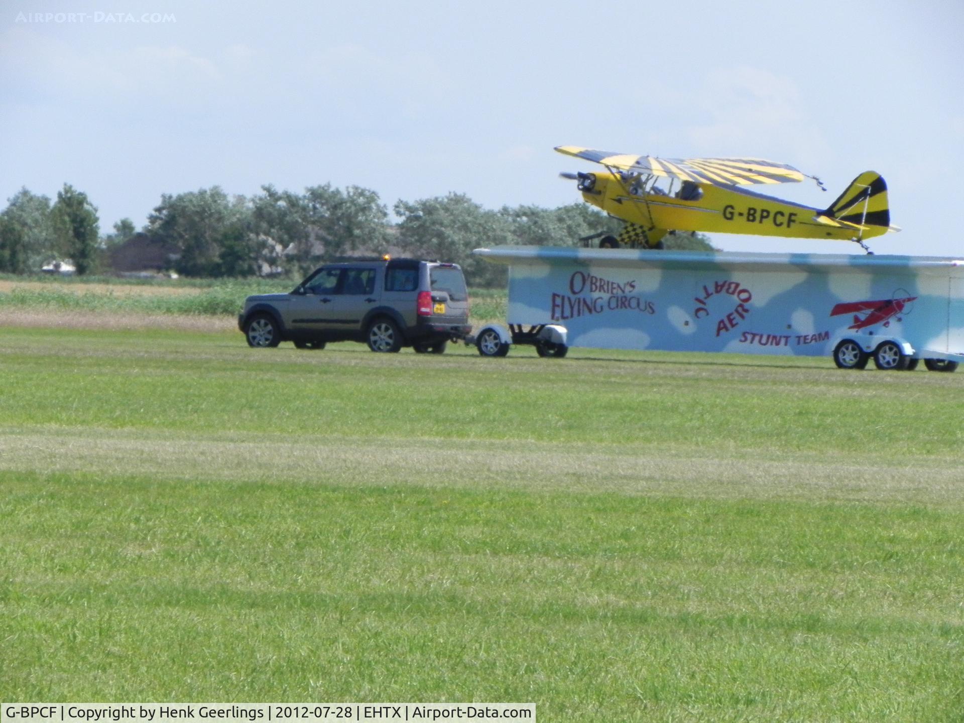 G-BPCF, 1940 Piper J3C-65 Cub Cub C/N 4532, Texel Air Show ; O'Briens Flying Circus , Truck Top Landing