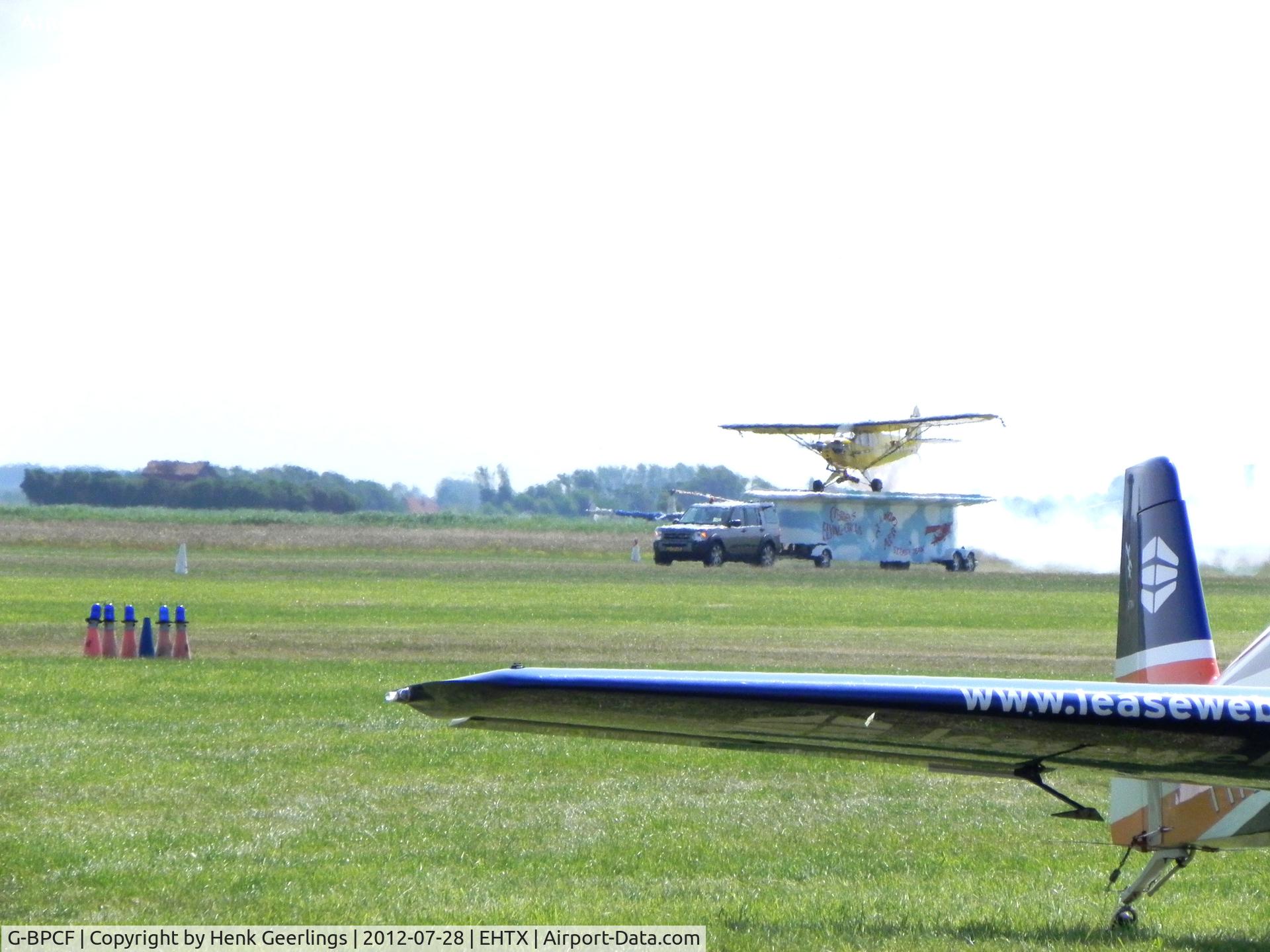 G-BPCF, 1940 Piper J3C-65 Cub Cub C/N 4532, Texel Air Show ; O'Briens Flying Circus , Truck Top Landing