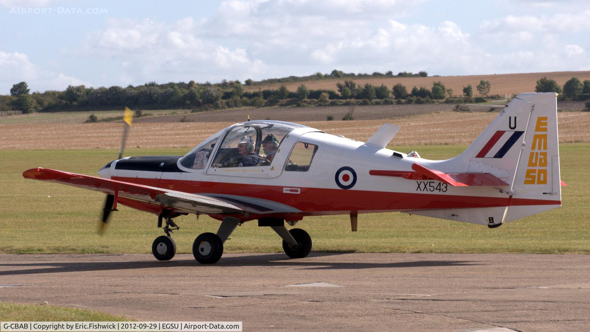 G-CBAB, 1973 Scottish Aviation Bulldog T.1 C/N BH.120/235, 1. XX543 departing Duxford Airfield.