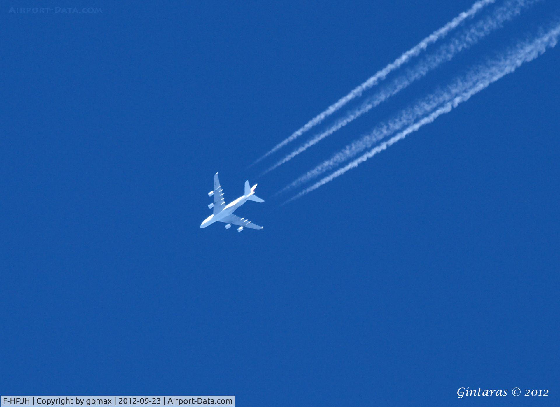 F-HPJH, 2011 Airbus A380-861 C/N 099, Flying over Long Island, NY @39,000 feet,  from Washington Dulles Intl to Charles De Gaulle