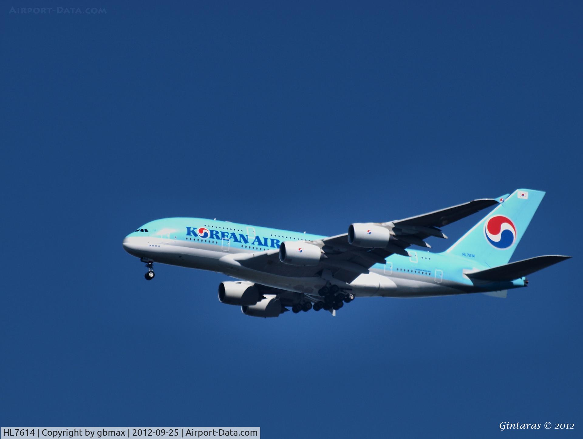 HL7614, 2011 Airbus A380-861 C/N 068, On approach to JFK, over Mineola, NY