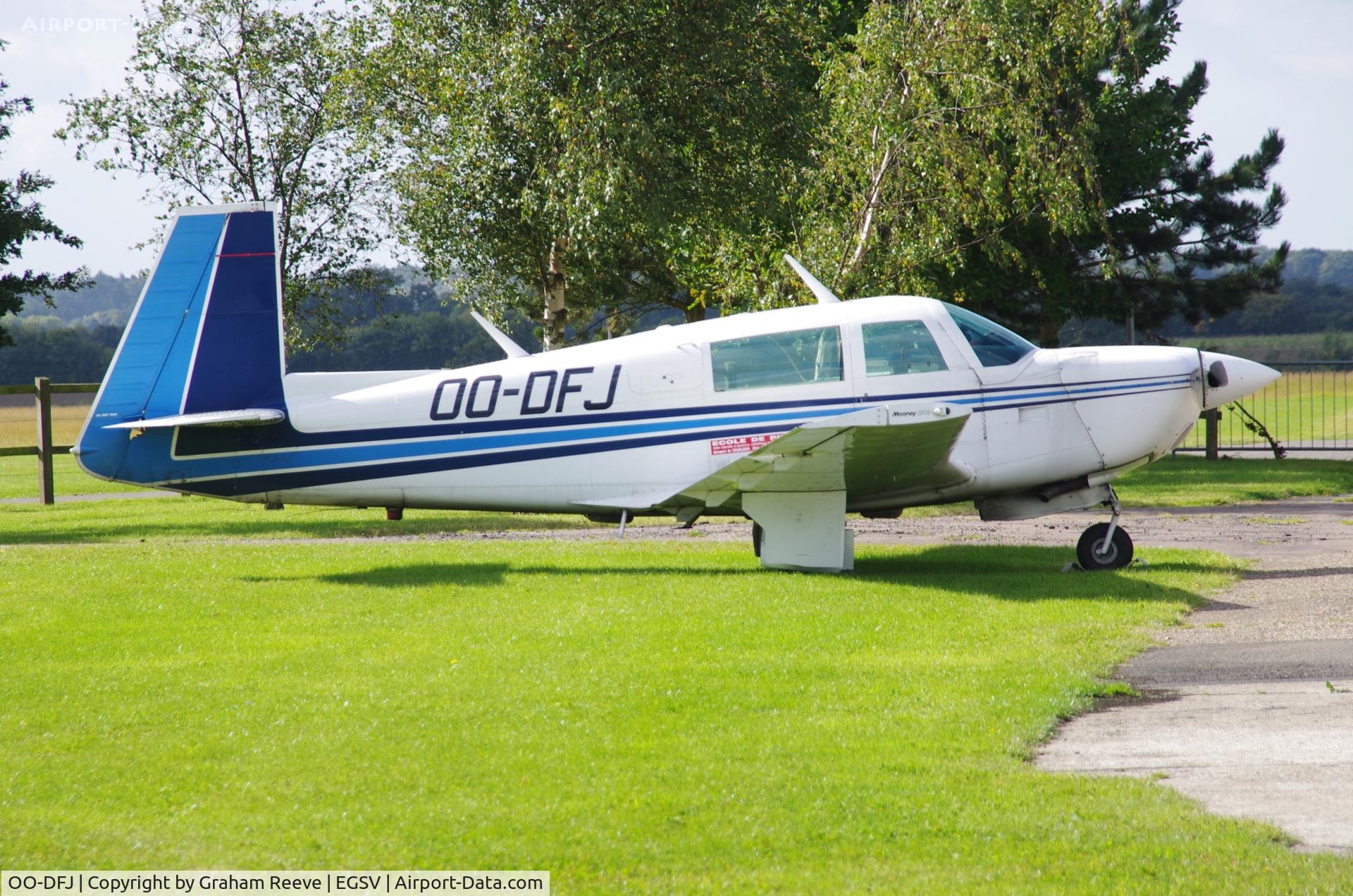 OO-DFJ, 1995 Mooney M20J 201 C/N 24-0717, Parked at Old Buckenham.