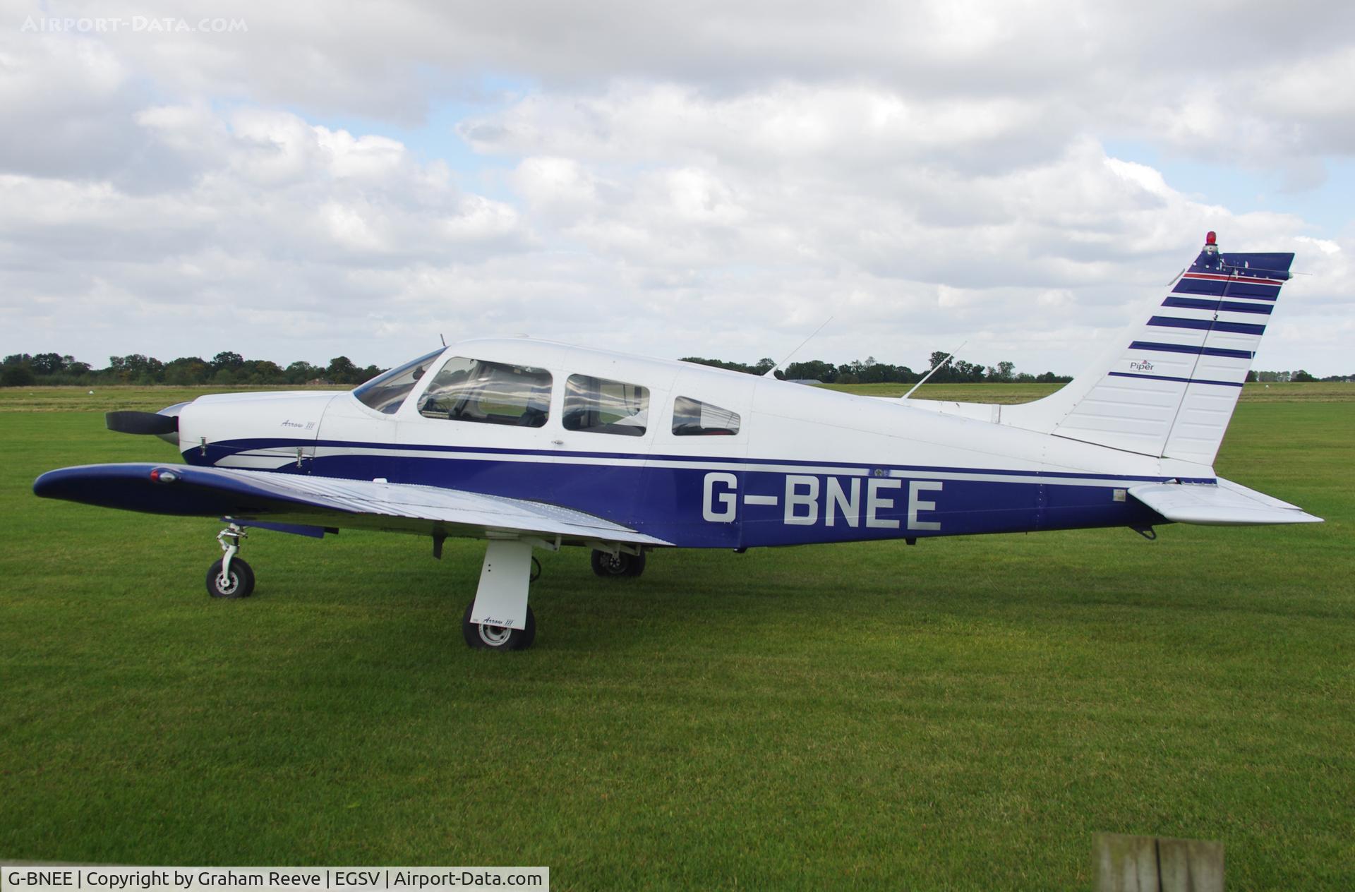 G-BNEE, 1978 Piper PA-28R-201 Cherokee Arrow III C/N 28R-7837084, Parked in the sun.