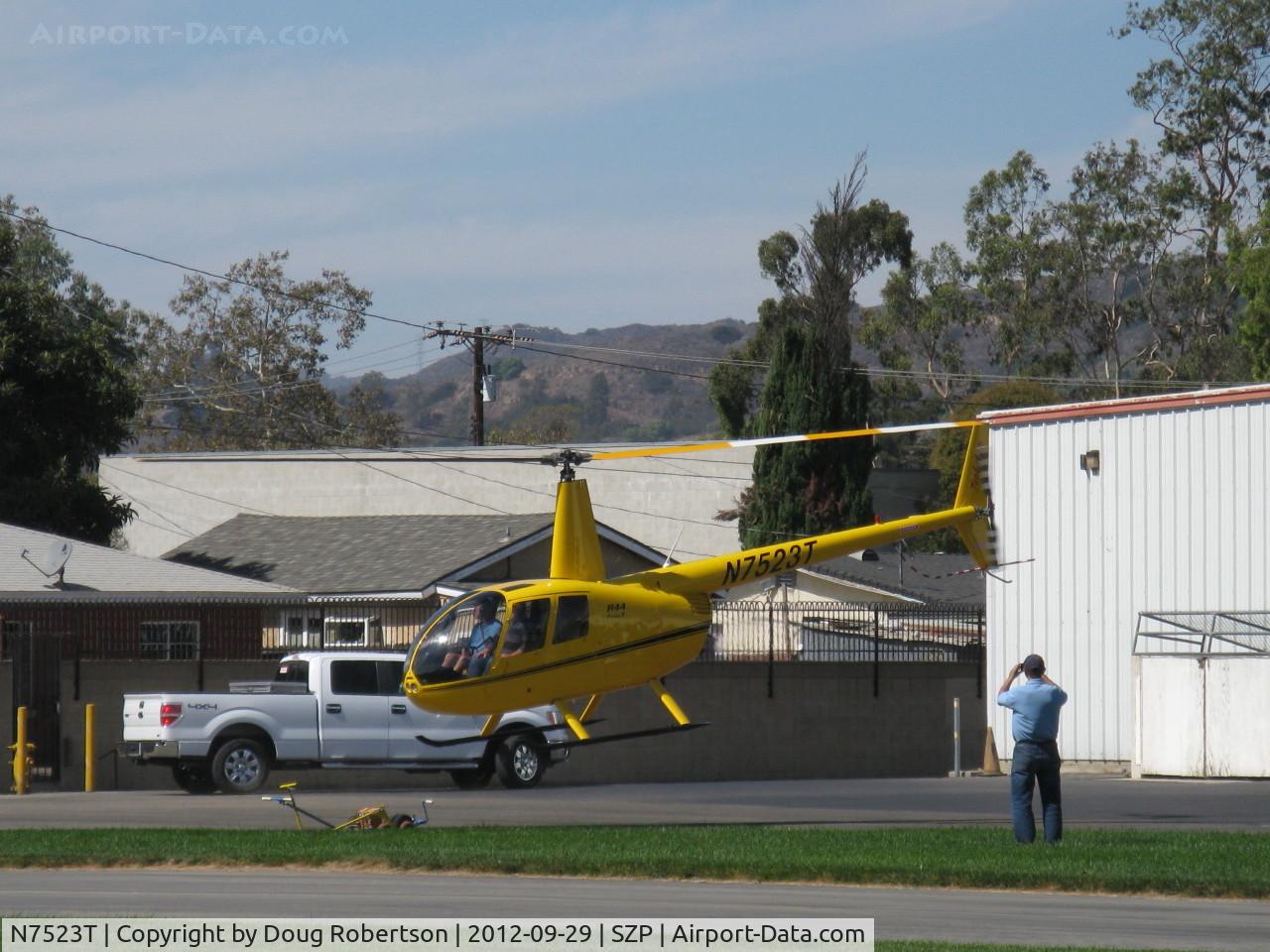 N7523T, 2004 Robinson R44 Raven II C/N 10311, 2004 Robinson R44 RAVEN II, Lycoming O-540 derated to 245 Hp for 5 minutes, 205 Hp continuous, refinished-color me sold, liftoff with a photo farewell
